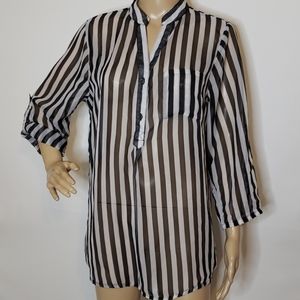 Sheer black and white blouse